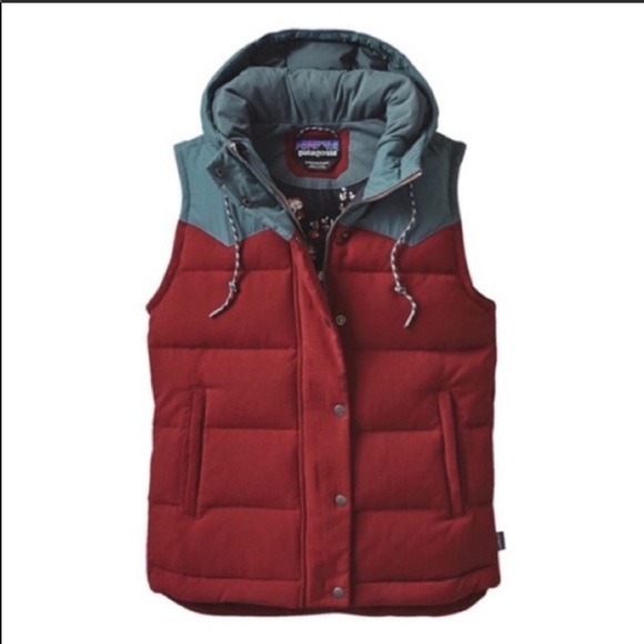 Patagonia Bivy Vest Red Down Hood Puffer L RARE - Picture 5 of 16